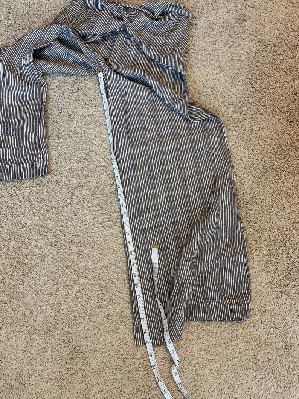 Anthropologie 9-H15 STCL Brown White Striped 100% Linen Wide Leg Pants Size XS P - Picture 7 of 8
